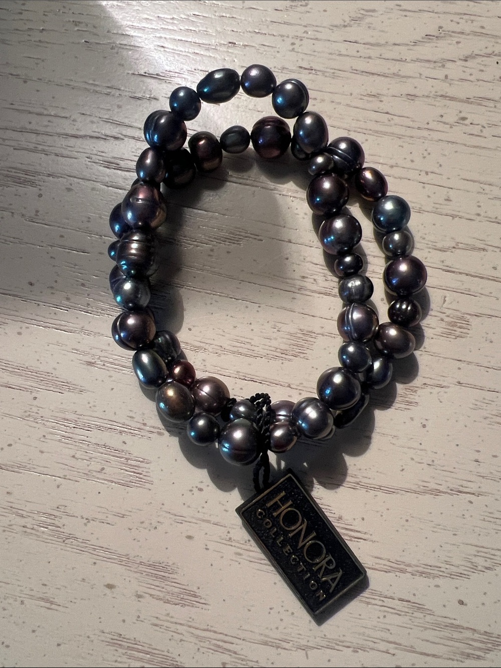 Honora Iridescent Dark Pearl Stretch Bracelet set of 2